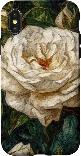 Vista 5 de iPhone 16 Van Gogh Art White Flower White Roses Case