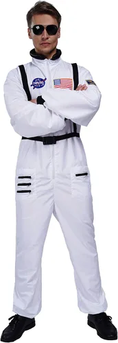 Vista 3 de Maxim Party Supplies Disfraz de astronauta para hombre con parches bordados y bolsillos para adultos