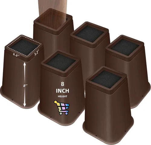 Vista 39 de Elevadores de cama ajustables de 8 pulgadas, soportes de elevación antideslizantes resistentes para camas, sofás, diseño cuadrado duradero