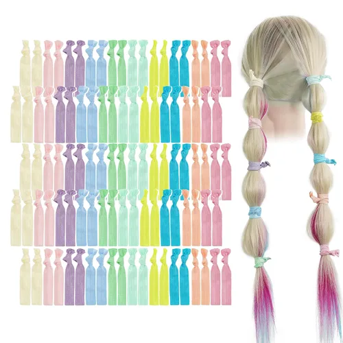 Vista 35 de MEEDEE Paquete de 100 lazos para el cabello, color negro, sin pliegues, nudos suaves para mujeres, sin daño, adecuado para colas de caballo, yoga