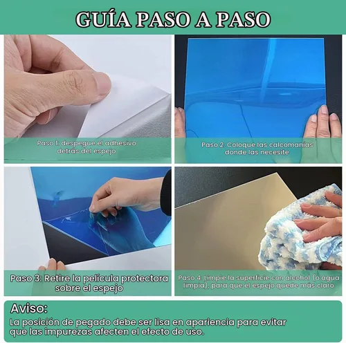 Vista 2 de Hoja de espejo acrílico autoadhesiva de 8 x 6 pulgadas, paquete de 6 unidades, flexibles, inastillables, sin vidrio, azulejos grandes autoadhesivos
