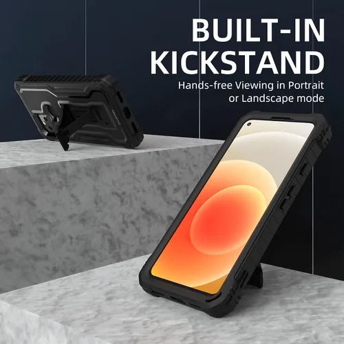 Vista 4 de Funda para Google Pixel 5A 5G, protección de grado militar a prueba de golpes con protector de pantalla HD de vidrio templado y soporte compatible