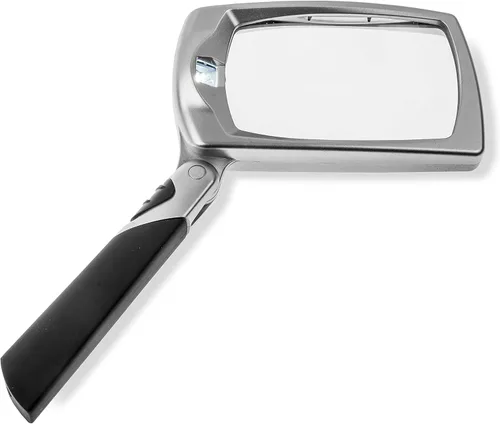 Vista 2 de Carson Lupa rectangular con luz LED 2.5X con mango plegable plegable (MJ-30)