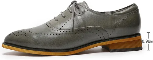 Vista 2 de Mona flying Zapatos de cuero perforados con cordones Oxfords Brogue Derby para mujer