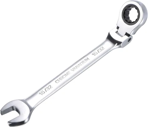 Vista 14 de uxcell Llave combinada de trinquete de cabeza flexible de 9/32 pulgadas SAE 72 dientes 12 puntos de trinquete de caja terminada herramientas