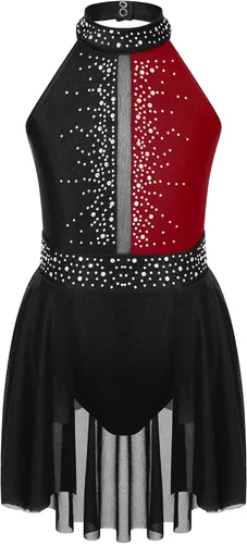 Vista 26 de CHICTRY Kids Girls Sparkly Rhinestone Ballet Gymnastics Leotards Modern Lyrical Dance Costume