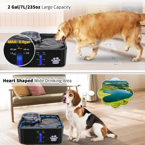 Vista 2 de Kastty Fuente de agua para perros de 2 galones, fuente ultra grande y ancha para mascotas, sin BPA, fuente premium para gatos con 5 filtraciones