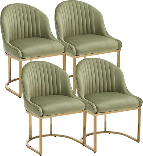 Vista 12 de Juego de 2 sillas de comedor de terciopelo, sillas de comedor tapizadas con patas de metal dorado, sillas auxiliares modernas para cocina, sillas