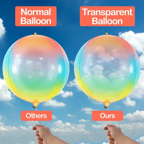 Vista 5 de KatchOn, Globos grandes y brillantes de arcoíris de 22 pulgadas, paquete de 6, globos arcoíris para cumpleaños, globo metálico de Mylar pastel