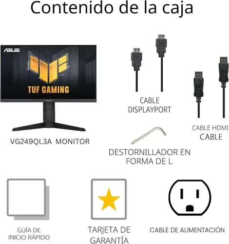 Vista 10 de ASUS TUF Gaming Monitor 1080P (VG249QL3A) de 24" (23.8" visible), Full HD, 180Hz, 1ms, Fast IPS, ELMB, FreeSync Premium, compatible con G-SYNC