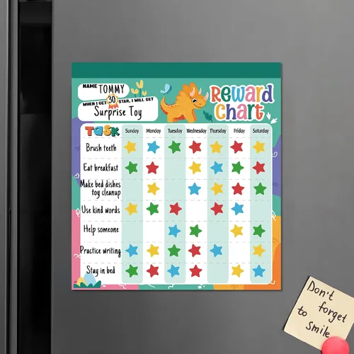 Vista 8 de Reward Chart for Kids – Dinosaur Magnetic Kids Behavior Chart, Pad with 26 Chore Charts, 1920 Star Stickers, 49 Incentive Stickers, Responsibility