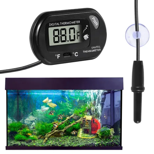 Vista 7 de Termómetro para acuario, termómetro de pecera, termómetro de agua con cable de 3.3 pies Fahrenheit/Celsius(℉/℃) para vehículos, terrario