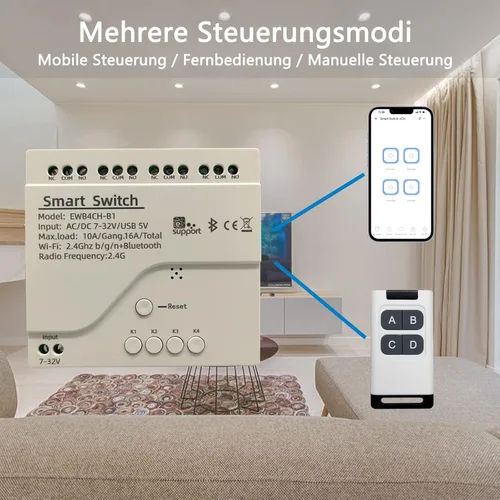 Vista 4 de Jane Eyre eWeLink - Interruptor inteligente inalámbrico de 4 canales USB 5V/AC/DC 7V-32V Smart WiFi Relay Switch Module con funda, emparejamiento