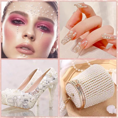 Vista 7 de 1980 piezas de calcomanías adhesivas de perlas, calcomanías de gemas de perlas Shynek para cabello, cara, maquillaje, ojos, uñas, manualidades