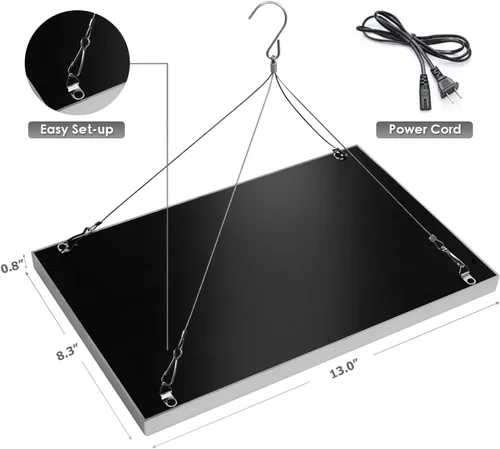 Vista 7 de Diboys Luz LED de cultivo para plantas de interior, luces de plantas de 45 W, panel de espectro completo, luz de crecimiento para plántulas