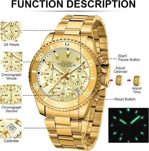 Vista 6 de Biden BIDEN-0163 Men's Analogue Quartz Watch with Stainless Steel Strap Negro A