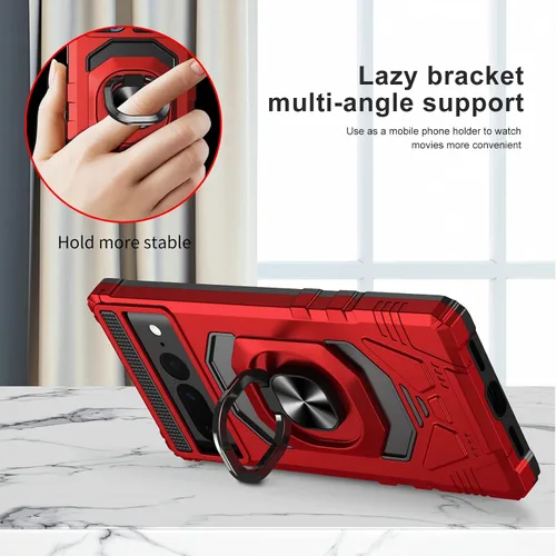 Vista 2 de Ailiber Funda para teléfono Google Pixel 6A, funda Pixel 6A con protector de pantalla, soporte de anillo para montaje magnético de automóvil