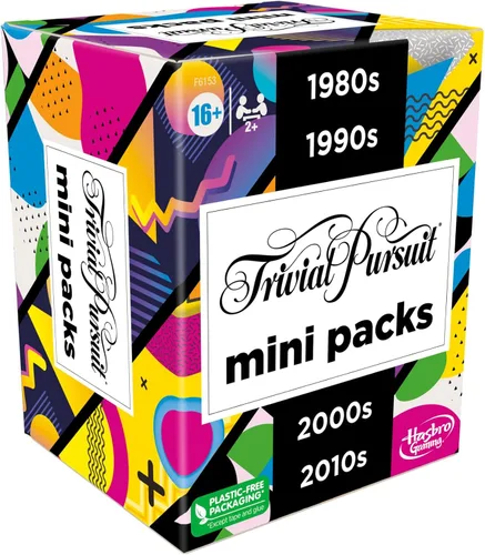 Vista 5 de Hasbro Games Trivial Pursuit Mini Packs Multipack, divertidas preguntas de trivia para adultos y adolescentes a partir de 16 años, incluye 4