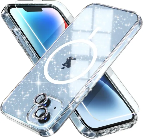 Vista 56 de Choiche Funda para iPhone 15 Pro Max compatible con MagSafe, color negro Purpurina negra