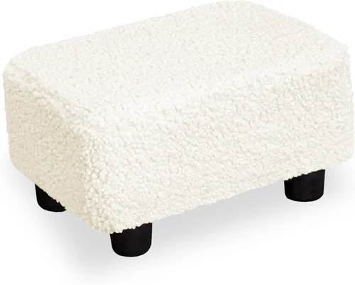 Vista 11 de CAROLMADE Taburete Pequeño Otomana Reposapiés con Patas Bajo el Escritorio Reposapiés para Sala de Estar, Dormitorio y Oficina, Negro