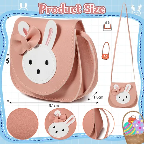 Vista 2 de Clysee 10 piezas de bolsos cruzados para niñas pequeñas, bolso cruzado de conejo, bolso cruzado de poliuretano para niñas y niños pequeños, 10