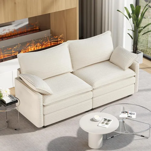 Vista 121 de Vesgantti Sofá modular de 108 pulgadas, cómodo sofá de nube con asiento profundo otomano movible, sofá modular en forma de L, sofás seccionales