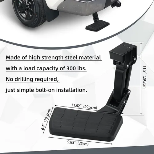 Vista 3 de PTS30-34000 - Escalón plegable para camión compatible con Toyota Tundra (2022-2024), escalón de parachoques trasero retráctil, fácil de instalar