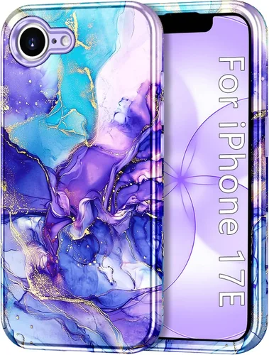 Vista 17 de Btscase Funda compatible con iPhone 17 de 6.3 pulgadas 2025, patrón de mármol 3 en 1, resistente a prueba de golpes, cuerpo completo, policarbonato