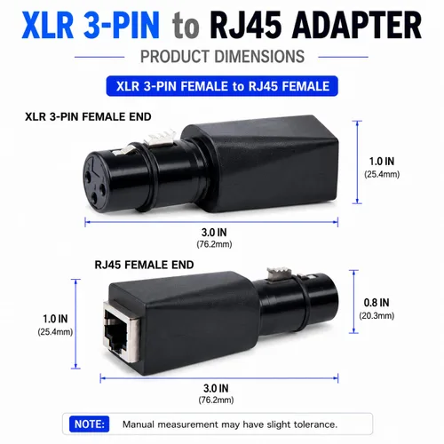 Vista 4 de Conector DMX a RJ45 Ethernet RJ45 a 3 pines 5 pines XLR DMX hembra Macho (3PIN_Female_2Pcs)