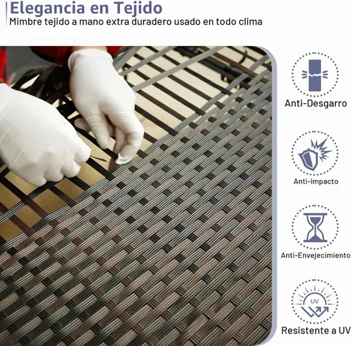Vista 5 de JOYURE Juego de muebles de patio de 5 piezas, sofá de exterior con cojines impermeables, sofá de patio en forma de L de ratán y mesa auxiliar Gris