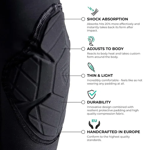 Vista 7 de Rodilleras Protección de articulaciones de manga de compresión Tecnología de absorción de impactos Hombres Mujeres Niños, Negro, Talla S