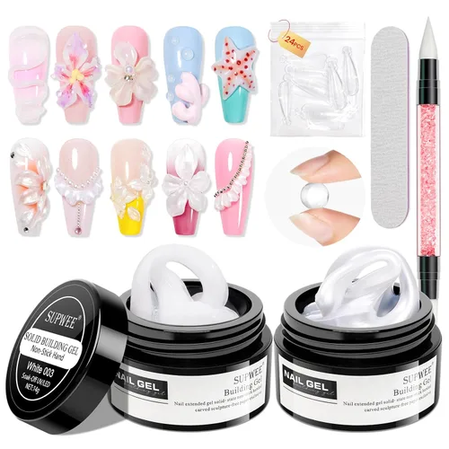 Vista 11 de Gel Constructor Sólido para Uñas - Gel de Arte de Uñas 3D Claro Transparente Antiadherente para Manos para Tallado, Moldeado, Patrones