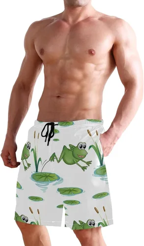 Vista 6 de Sinestour - Bañador para hombre (secado rápido, con bolsillo), diseño de ranas