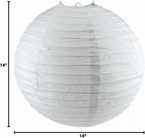 Vista 3 de Homeford Farol de papel redondo para colgar (14 pulgadas, blanco)