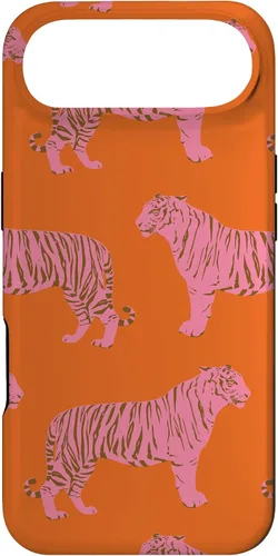 Vista 26 de Funda para iPhone 17 con diseño de tigre rosa y naranja