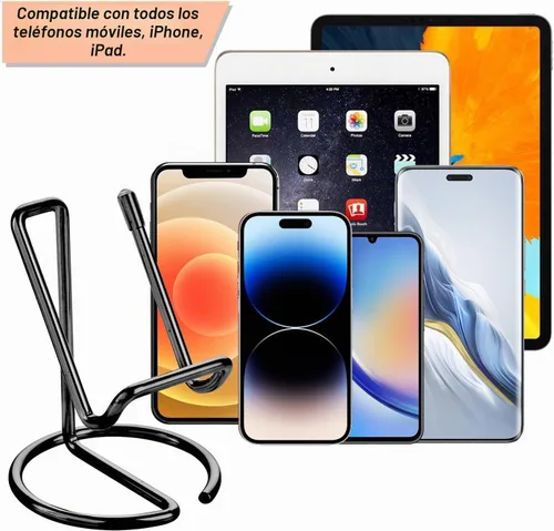 Vista 3 de ROPOSY Soporte de teléfono celular para escritorio, bonito soporte portador de metal negro para teléfono celular, accesorios de escritorio