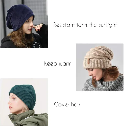 Vista 2 de Gorras de algodón de moda de quimioterapia, gorro de punto, bufanda para mujeres