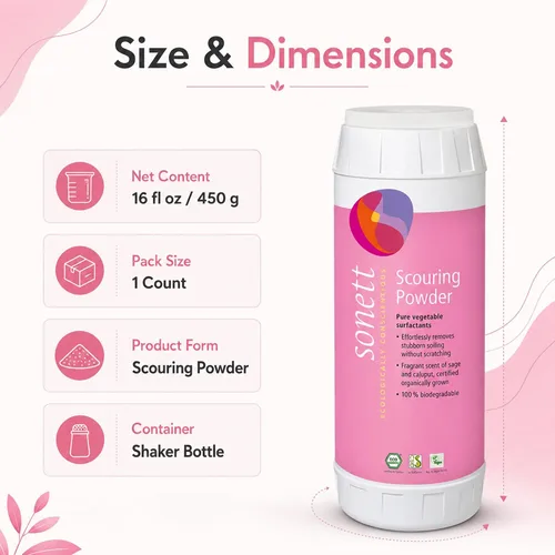 Vista 5 de Sonett Polvo de limpieza orgánico - Limpiador biodegradable, 16 oz (paquete de 1)