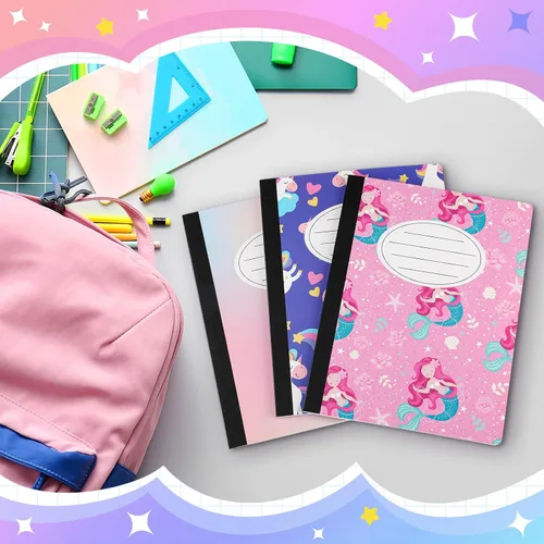 Vista 6 de Frienda 8 cuadernos de composición lindos a granel con rayas anchas, 200 páginas, libros de ejercicios para estudiantes, profesores, regalos