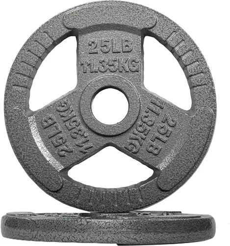 Vista 8 de Fitvids 2 Inch Olympic Barbell Weight Plates, 2.5 LB to 45 LB Plates for Home Gym Strength Training, Triple-handle Design
