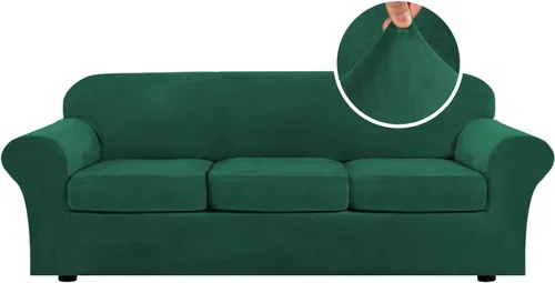 Vista 115 de H.VERSAILTEX - Funda elástica para sofá de 2 piezas, funda protectora de terciopelo, suave, con parte inferior elástica, con un ancho de hasta 49