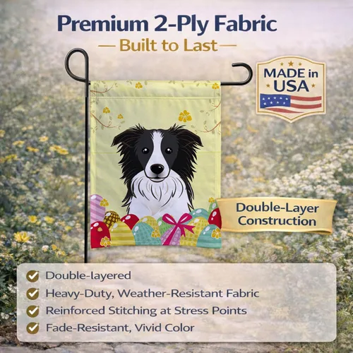 Vista 5 de Caroline's Treasures BB1923GF Bandera decorativa para jardín con diseño de Border Collie, para caza de huevos de Pascua, para jardín, jardín, patio