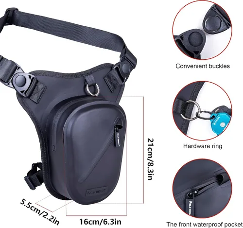 Vista 3 de WILD HEART Bolsa de muslo impermeable para motocicleta, versátil pecho/pierna/herramienta/hombro/mensajero/bolsa de cintura TPU con cuerda