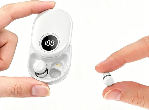 Vista 10 de Auriculares invisibles para dormir de lado, mini auriculares Bluetooth Negro