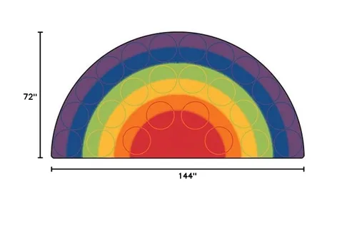 Vista 3 de Carpets for Kids 1262 Rainbow Rows - Alfombra de asiento para aula, 6 x 12 pies, semicírculo, multicolor