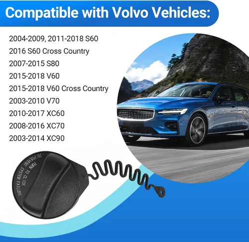 Vista 2 de Tapa de llenado de gasolina para tanque de combustible para Volvo S60 Cross Country S80 V60 Cross Country V70 XC60 XC70 XC90 Reemplazar 31392044 313