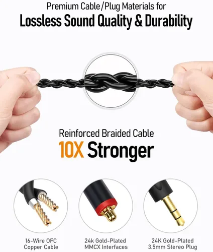 Vista 7 de Audiovance Vibes 201M - Auriculares con cable intrauditivos con micrófono, auriculares HiFi con cancelación de ruido y graves potentes, cable 3.5mm