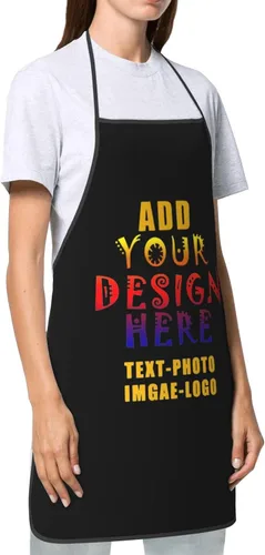 Vista 3 de Delantales personalizados para añadir nombre, logotipo, texto, foto, diseño de imagen, delantal de chef para grandes regalos