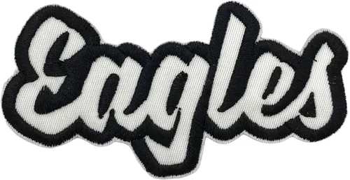 Vista 11 de (2 x 4 pulgadas) Eagles, espíritu de equipo, bordado, parche para planchar (sarga blanca/contorno verde)