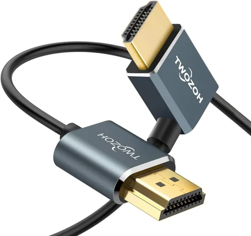 Vista 7 de Twozoh Cable HDMI flexible a HDMI en ángulo descendente de 90° 1 pie, cable HDMI ultra delgado y delgado compatible con 3D/4K @60Hz